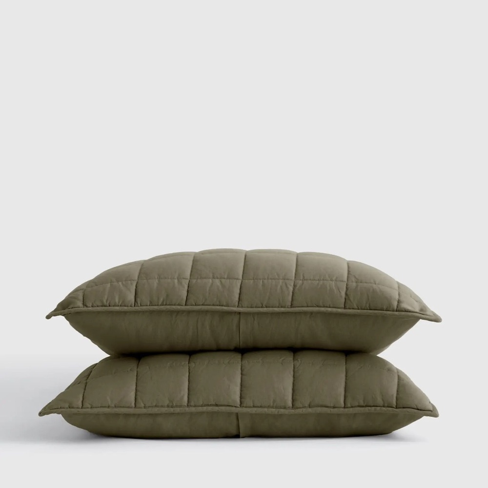 Linen Pillow Sham Set | King | Quince | NWOT | Dusty Olive